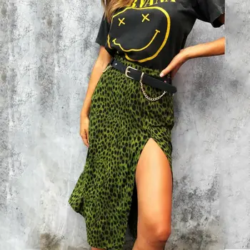 2 Stilius Vasaros Moterų Berankovis Mini Suknelė Leopard Print Mygtuką V-Kaklo Aukštos Padalinta Aukšto Juosmens Trumpą Suknelę