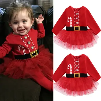 2016 Kalėdų Kūdikis Suknelė Princesė Bamblys Baby Girl Drabužiai Tiulio Tutu Suknelė Šalis Komplektus Kostiumas 0-24M