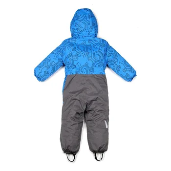 2016 naujų Vaikinų Žiemos romper Poliesteris Vieną Krūtinėmis berniukai žiemos drabužių Gobtuvu mėlyna Geometrinis Kūdikių Berniukų žiemą šiltas snowsuit