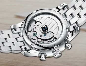 2016 Originalus prekių BINGER Vyrų Sporto Laikrodžiai Automatinis Mechaninis Laikrodis Vyrams Mados Atsitiktinis Odos Juosta atspari Vandeniui Laikrodis