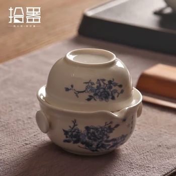 2018 Kung Fu Arbatos Rinkinys Apima 1 Pot 1 Puodelis Porcelianas Teacup Elegantiškas Gaiwan Gražus Lengva Keramikos Arbatinukas Virdulys Kavos Puodelį Dovanų