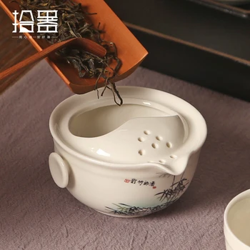 2018 Kung Fu Arbatos Rinkinys Apima 1 Pot 1 Puodelis Porcelianas Teacup Elegantiškas Gaiwan Gražus Lengva Keramikos Arbatinukas Virdulys Kavos Puodelį Dovanų
