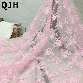 2018 m. Naujas Gėlių Grupių Skaidrus Net Siuvinėjimo Nėrinių Audinio prancūzijos vienspalviai voile Guipure tiulio tinklelio Nėriniai Audinio suknelė, Plotis 130cm