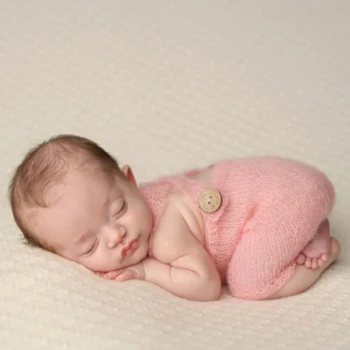 2018 Naujagimių Fotografijos Prop Mygtuką Kombinezonas Kelnės Kūdikio Fotosesiją Romper Apranga