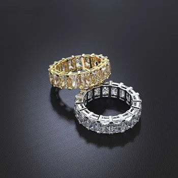 2019 Amžinybės Pažadas žiedas 925 Sterling silver Square AAAAA cz stone Šalis Vestuvių Juostoje Žiedai, moterų Nuotakos Piršto Papuošalai