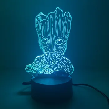 2019 Kūdikių Veiksmų Skaičius, Galaxy Globėjai Anime Grunt Groot 3D Naktiniai Dekoruoti Miegamojo Lempa Naktį Šviesos Vaikai Dovanų Lašas Laivas