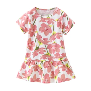 2019 m. Vasarą Mergina, Kamuolys Suknelė Kūdikių Modelio Spausdinimo Suknelė Vaikų Mielas Pink Gėlių