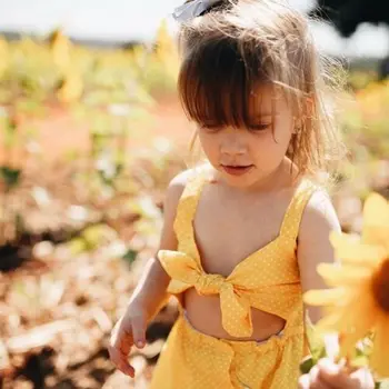 2019 Naujas Prekės Ženklas Vasaros Bamblys Vaikas Kūdikių, Mergaičių Drabužiai Be Rankovių Mygtuką Atsitiktinis Suknelė Sundress Sunsuit