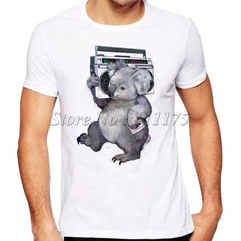 2019 Naujausias Juokinga Muzikos koala Atspausdintas T-Shirt Vyrams Vasaros Cool Dizaino Viršūnes Užsakymą Hipster Tees