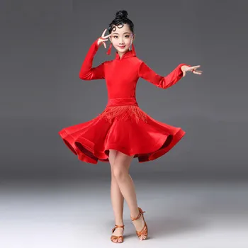 2019 rumba samba vaikams, samba, cha cha tango sijonas standartas salsa merginos Spandex lotynų suknelės šokių pramoginių šokių suknelė