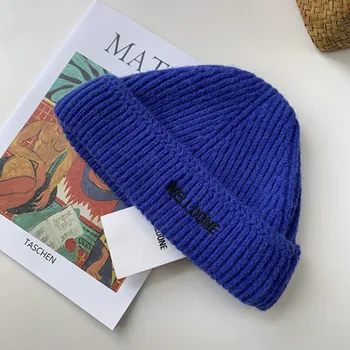 2020 korėjos nauja rudens žiemos raštą megzti vilnos moterų skrybėlę pat šaltojo skrybėlę sutirštės šiltas ausies dangteliu pora Puloveris bžūp