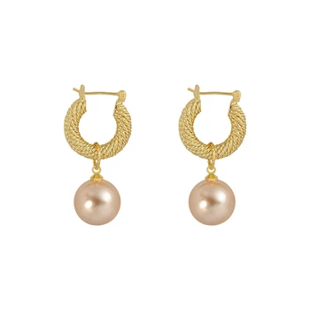 2020 korėjos naujo dizaino bižuterijos prancūzijos aukštos prasme metalo auskarai, perlų pakabukas moterų elegantiški Auskarai
