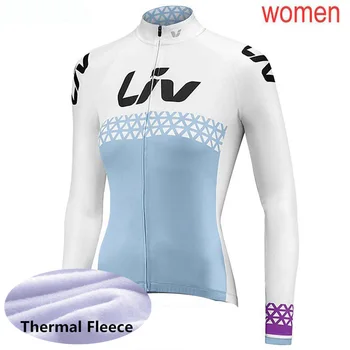 2020 m. dviračių džersis moterų žiemą šilumos vilnos dviratį marškinėliai ilgomis rankovėmis šilčiau kelių dviračių drabužių lenktynių Viršūnes sporto vienodas