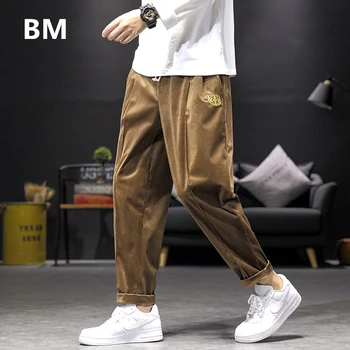 2020 m. Kinijos Stiliaus Siuvinėjimo Mados Velvetas Atsitiktinis Kelnės Plius Dydžio Tiesių Kojų Kelnės 5XL Vyrų Drabužiai Harajuku Kelnės