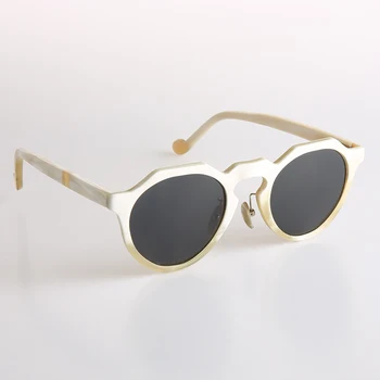 2020 m. naujas stiliaus smėlio spalvos geltonos spalvos, ovalios, apvalios ragų rėmo poliarizuoti akiniai nuo saulės ragų akiniai akiniai