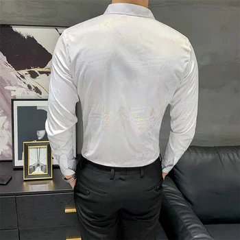 2020 m. Rudenį Laiške Atspausdinta Marškinėliai Vyrams korėjos Slim ilgomis rankovėmis Marškinėliai, Streetwear Socialinės Naktinio Klubo Marškinėlius Camisas Para Hombre