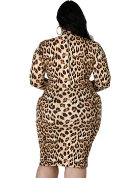 2020 m. Rudenį Moterys Spalvotas Spausdinimas Bodycon Šalis Suknelė Plius Dydžio Panele Seksuali O-kaklo, ilgomis Rankovėmis Bodycon Vidurio Blauzdos Suknelės