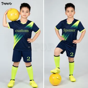 2020 m. Vaikų futbolo Uniformos berniukai mergaitė futbolo Megztiniai Užsakymą vaikų Futbolo Džersis Nustatyti Sportiniai marškinėliai sportinis kostiumas naujas stilius