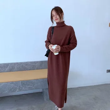 2020 M. Vienas Gabalas Korėjos Megztinį Megzti Suknelę Moteris Atsitiktinis Plius Dydis Prarasti Suknelę Žiemos Naujasis Prancūzijos Derliaus Ilgomis Rankovėmis Megzti Suknelę