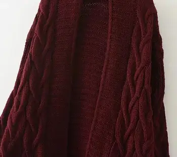 2020 m. Žiemos Moterys Negabaritinių Mezgimo Ilgas Megztinis su Kišenėmis Prarasti Priežastinis Twist Megztiniai Megztiniai Kailis