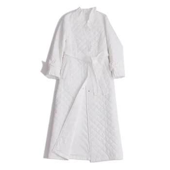 2020 m. Žiemos Naujas Medvilnės Miego Rūbeliai Moterų Išlaikyti Šiltas Princesė Sleepwear Moteris ilgomis rankovėmis Tirštėti Chalatas Kimono DS1008-2