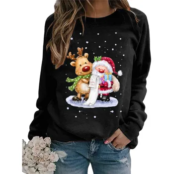 #2020 Mados Kalėdų moteriški Megztiniai Kalėdų Spausdinti ilgomis rankovėmis Megztiniai Atsitiktinis Viršų Laisvi Megztiniai Megztinis Moteriška свитер