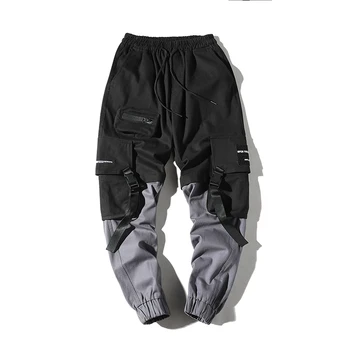 2020 Medvilnės Vyrų Haremas Pants Mens Atsitiktinis Poilsiu Plati Juostelė Taktinis Krovinių Kelnės Harajuku Streetwear Hip-Hop Kelnės