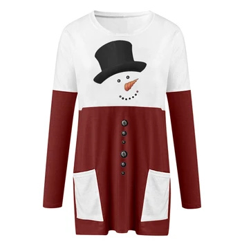 2020 metų Moteris Atsitiktinis Kalėdų geriausių Namų Dėvėti Sniego Spausdinti Viršūnes Tee Kalėdos Palaidi Ilgi marškinėliai Kalėdų Moterų marškinėliai Suknelė