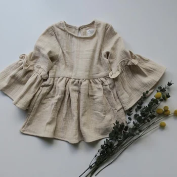 2020 Metų Vasaros Kūdikių, Mergaičių Suknelės Vaikams Mergina Dress Lino Drabužių Korėjos Japonija Stiliaus Mergina Drabužių Medvilnės Skalbiniai Raukiniai Princesė