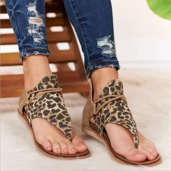 2020 metų Vasaros Moterų Nauji Didelio Dydžio Leopardas Spausdinti Sandalai Moteriška Sprogimo Modeliai neslidus Butas Batai Atsitiktinis Mados Sandalai