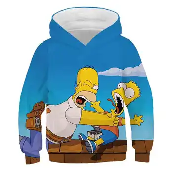2020 metų Žiemos Mados Kietas Simpson Hoodies berniukų/mergaičių Atsitiktinis 3D Megztiniai su Skrybėlę Homer Simpson Hoodie Palaidinukė vaikai Megztinis