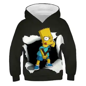 2020 metų Žiemos Mados Kietas Simpson Hoodies berniukų/mergaičių Atsitiktinis 3D Megztiniai su Skrybėlę Homer Simpson Hoodie Palaidinukė vaikai Megztinis