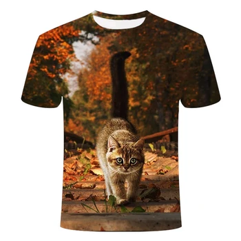 2020 naujas cool cat 3D modelis T-shirt vasaros atsitiktinis trumpas rankovėmis apvalios kaklo viršaus 3D modelio katė trumpas rankovėmis vyriški T-shirt