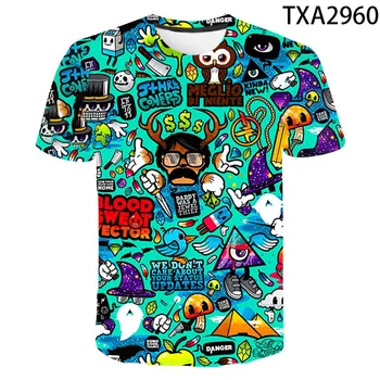 2020 Naujas Grafiti 3D T Marškinėliai Atsitiktinis Berniukas mergaitė Vaikai Mados Streetwear Atspausdintas T-shirt Cool Vyrų, Moterų, Vaikų Animacinių filmų Topai Tee