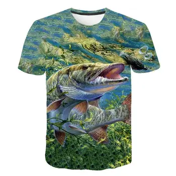 2020 naujas vasaros vyrų žuvų, T-marškinėliai, laisvalaikio stiliaus trumpomis rankovėmis apvalios kaklo 3D atspausdintas animacinių filmų žuvų nuotrauką T-shirt Azijos dydis S-5XL