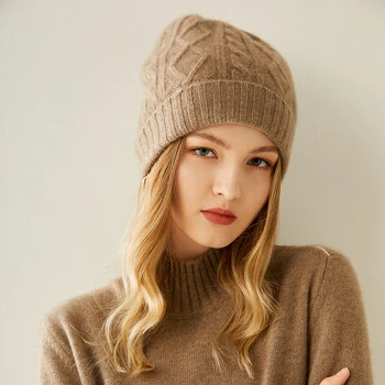 2020 Naują Atvykimo Rudens Žiemos Moterų Skrybėlės Kašmyro Megztinių Headgears Minkštas Storas Šiltas Mados Mergina Skrybėlę 3Colors Aukštos Quanlity