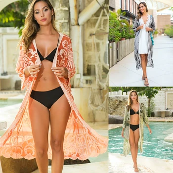 2020 Nėrimo Baltas Megztas Paplūdimio Cover Up Suknelė-Tunika Ilgai Moterų Bikini Padengti Iki Paplūdimio Ilga Suknelė, Paplūdimio Rankšluosčiai 13