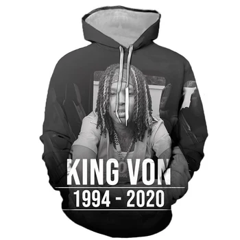 2020 Reperis Karalius Von 3d Atspausdintas Hoodies Hip-Hop 3D Spausdinimo Gobtuvu Vyrams, Moterims Atsitiktinis Sweatershirt Visų Rungtynių Hoodie