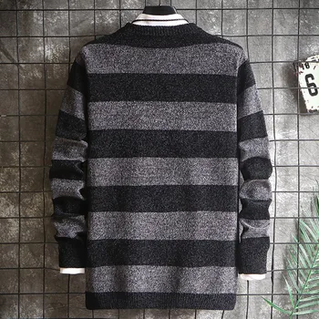 2020 Sweater Mens Drabužius Rudenį Žieminiai Drabužiai Ilgomis Rankovėmis Megzti Megztinis Plius Dydis Dryžuotas Aukštos Kokybės Korėjos Stiliaus Naujas Viršūnes