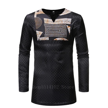 2020 Vyrų Afrikos Drabužių Dashiki Spausdinti Marškiniai Chalatas, Africaine heidi bazin Riche V-kaklo, Visas Rankovės Afrikos Genčių Suknelės Vyras Vyras