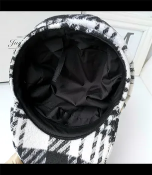 202020-shi rudens pavasario Blizga diamond Rupi juostelės laisvalaikio klasikinis pledas lady Aštuoniakampis skrybėlę moterų skydeliai bžūp