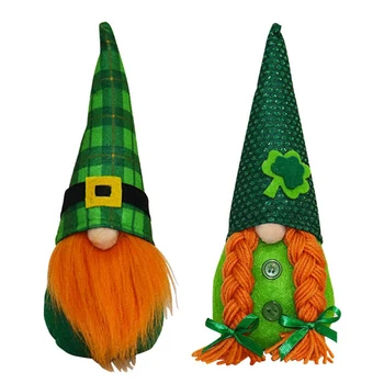 2021 m. St. Patrick ' s Day Beveidis Lėlės Tomte Gnome Pliušinis Žaislas St Patriko Diena Airijoje Pasisekė, Elf Plushie Dobilų Atostogų Apdaila