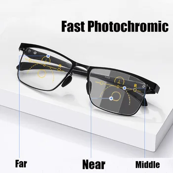 2021 Naujas Unisex Akiniai Skaitymui Kovos Su Blue Ray Multifocal Progressive Photochromic Toliaregystė Akinius Lydinio Rėmas Juodas Glasses1.5