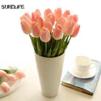 20Pcs/daug Tulpės, Dirbtinės Gėlės PU Mini Latekso Tulpių Flores Artificiales Namų Vestuvių Paty Apdailos Pigūs Gėlių