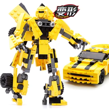 221pcs Transformacijos Robotas Geltona Automobilio Plytos Miesto Statybos Blokų Rinkinius Starwars Kūrėjas Švietimo Žaislai Vaikams