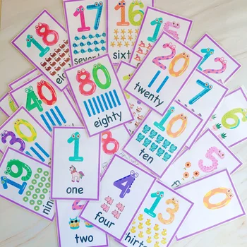 29pcs anglų kalbos, Matematikos Korteles 0-100 Ankstyvo Mokymosi Numeris Flash Korteles Lopšelio Montessori Atminties Žaislai Klasėje Apdailos Aids