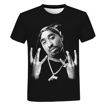 2Pac & Nipsey Hussle 3D Print T Shirt Vyrai Moterys Vasarą Atsitiktinis Hip-Hop T-shirt Tupac Harajuku Streetwear Plius Dydžio Marškinėlius