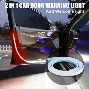 2pcsUniversal LED Automobilio Duris Kovos su susidūrimo perspėjimo lemputė Universalus Automobilio durelių apdailos atmosfera lempos Automobilių Durų Įspėjamasis led juostos
