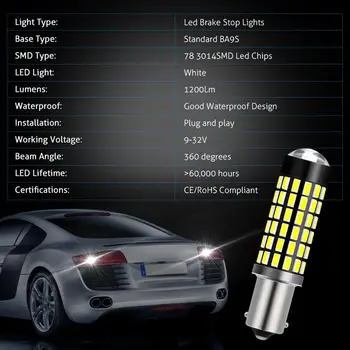 2vnt Automobilio LED Lemputė BA9s 3014 78smd Automobilių Licenciją Plokštelės Žibintai Lempa Lempos Super Šviesus Vaiskiai Balta 6000K DC12-24V Automobilio Stiliaus