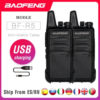 2VNT Baofeng BF-R5 Walkie Talkie 5W BF R5 USB Įkrovimo Du Būdu radijo Nešiojama CB Radijo UHF 400-470MHz FM Transmitter siųstuvas-imtuvas
